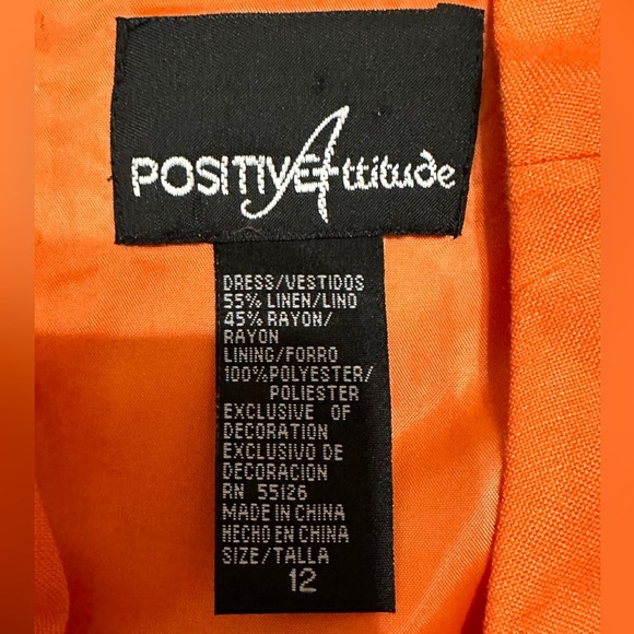 🛍️ Positive Attitude Orange color dress Size 12 Excellent condition. - Picture 6 of 7